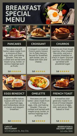 Breakfast Special Menu Templates Instagram Story