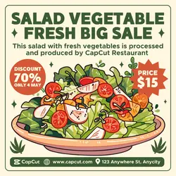 Salad Vegetable Fresh Big Sale Instagram Post Flat Green Modern