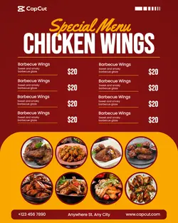 Food & Beverages Special Chicken Wings Menu