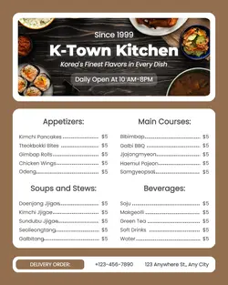 Korean Restaurant Menu Display Instagram Portrait