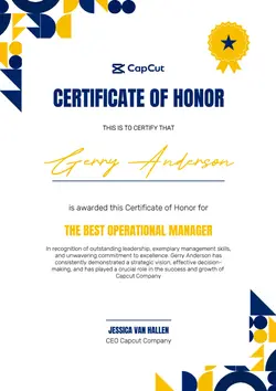 Non-Marketing Honor Certificate