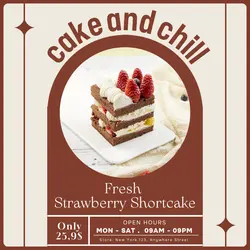 Strawberry cake Display Minimalist design for Instagram Post