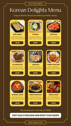 Korean Delights Menu Instagram Story