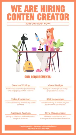 Content Creator Job Vacancy for Instagram Story