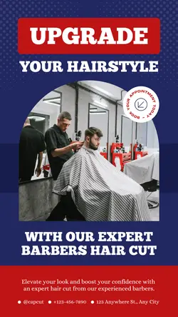 Blue And Red Modern Barbershop Promotion Story