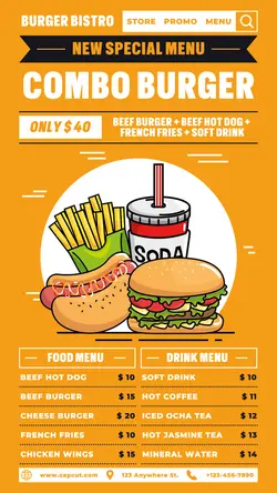 Combo Burger Menu List Promotion TikTok Post