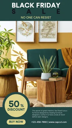 Black friday sale furniture green instagram story