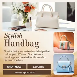 Minimalist template design, fashion bag, brown theme for Instagram posts