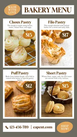 Bakery Menu Delicious