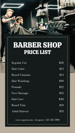 Barber Shop Price List Instagram Story