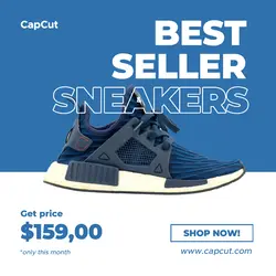 Blue and White Best Seller Sneakers Instagram Post