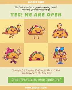 Food Taco Shop Grand Opening Instagram Portrait