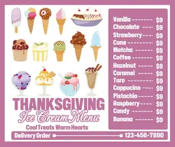 Thanksgiving Ice Cream Menu Facebook
