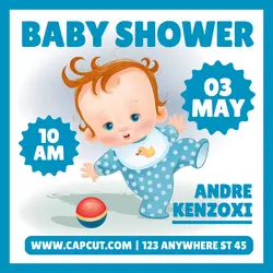 Baby Shower Event Instagram Post Blue Flat Modern