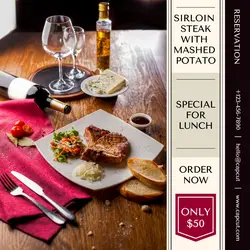 Sirloin Steak Mashed For Lunch Instagram Post