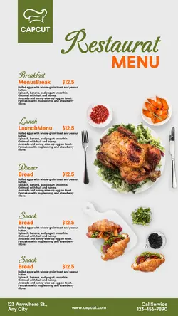 Food and Beverage Restaurant Menu