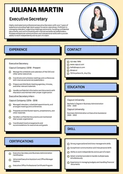 Business Resume Executive Secretary