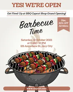 Food Barbecue Restaurant Grand Opening Instagram Portrait