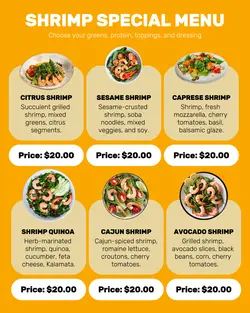 Shrimp Special Menu