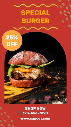 Red Yellow Special Burger Instagram Story