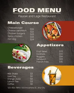 Food and Beverage Food Menu Restaurant