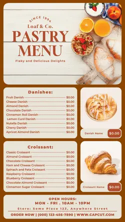 delicious pastry menu instagram story