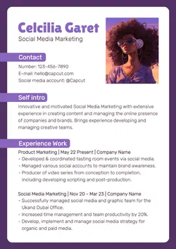 Non-Marketing Resume Purple Illustration