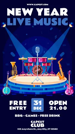 New Year Live Music Instagram Story