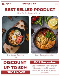 Food Best Seller Ramen Series Discount Display Instagram Portrait 