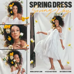 Spring Dress Product Display Instagram Post White Yellow Minimalist