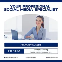 White and Blue Minimalist Business Social Cards Instagram Post