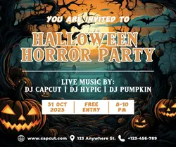 Halloween Party Invitation Poster Facebook Post