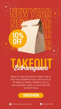 New Year's Day Take Out Food Red Instagram Story