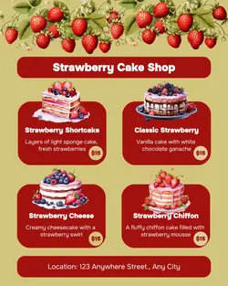 Strawberry Cake Shop Menu