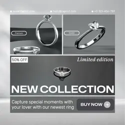 New collection ring instagram post gray minimalist