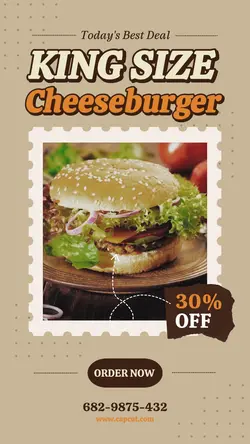 Food & Beverage Cheeseburger Promo Instagram Story