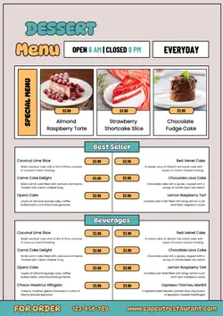 Playful Dessert Cafe Menu