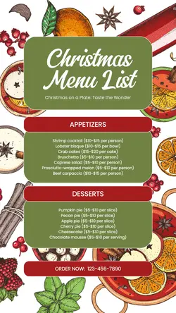 Christmas Menu List Tiktok Post