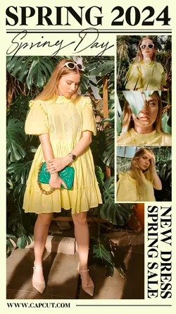 Spring 2024 New Dress Product Display Instagram Story Soft Yellow Minimalist