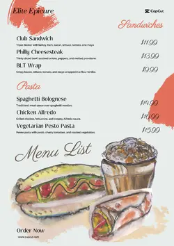 Food Menu List Menu