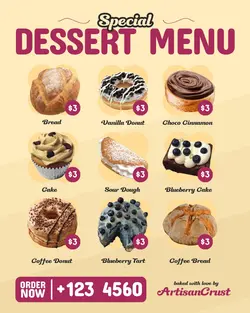 Food & Beverage Dessert Menu Special