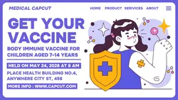Medical Get Your Vaccine Event Twitter Post Purple Flat