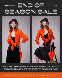 Black and Orange Modern Fashion Instagram Post