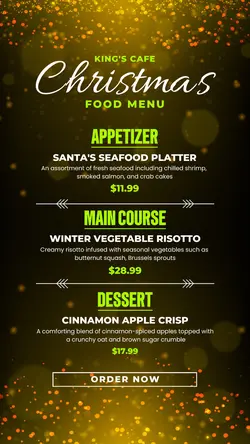 Luxury Christmas Food Menu for Social Media Post