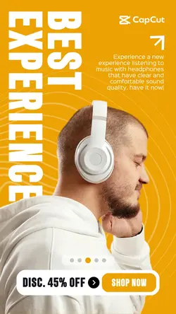 Yellow Modern Headphone Promotion Instagram Story