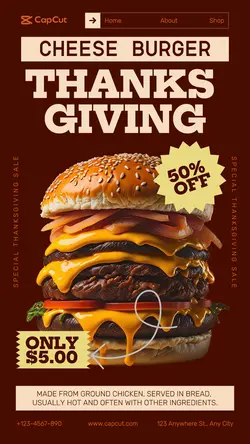 Food And Beverage Cheese Burger Thanks Giving Promotion