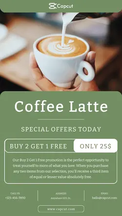 Coffee latte green promotion instagram story