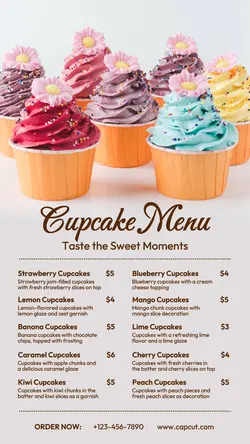Food and Beverage Cupcake Menu Instagram Story