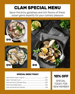 Clam Special Menu