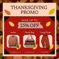 Thanksgiving Promo Orange Brown Red Fashion Item Promotion Instagram Post